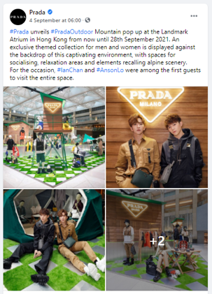 Screen capture of a Facebook post by Prada
