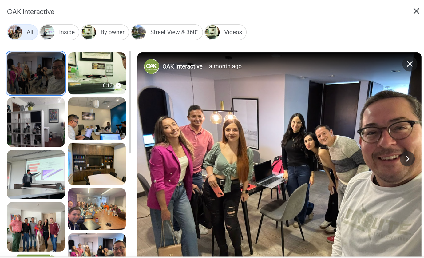 A collection of professional photos used in OAK Interactive's Google Business Profile