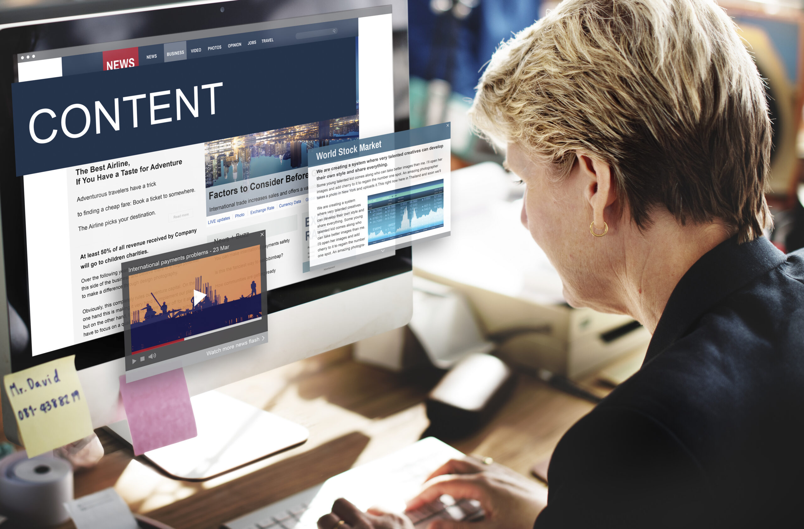 Local SEO for a small business professional creating a digital content strategy on a desktop computer